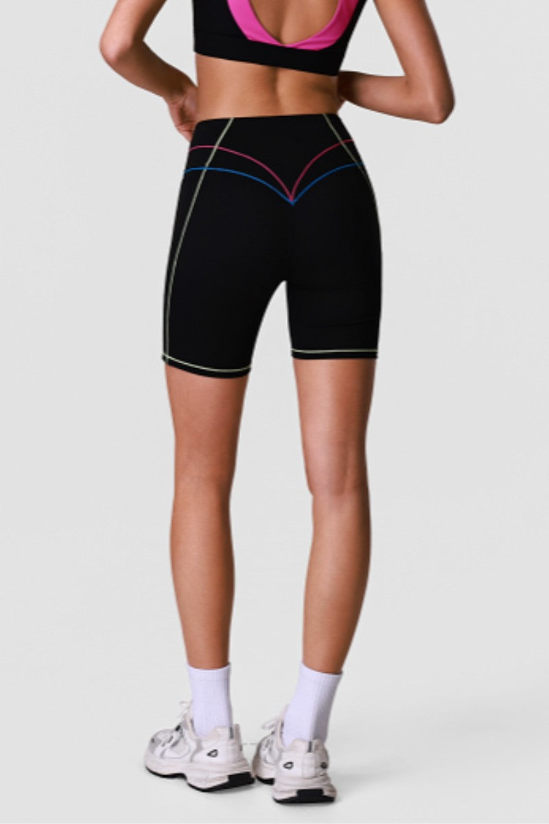 Colorful Seamed Side Pocket High-Waist Short