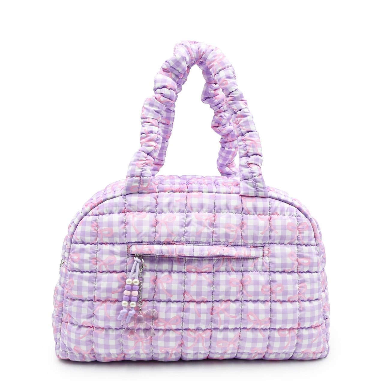 Quilted Scrunchies Gingham Bow Printed Medium Duffle Bag