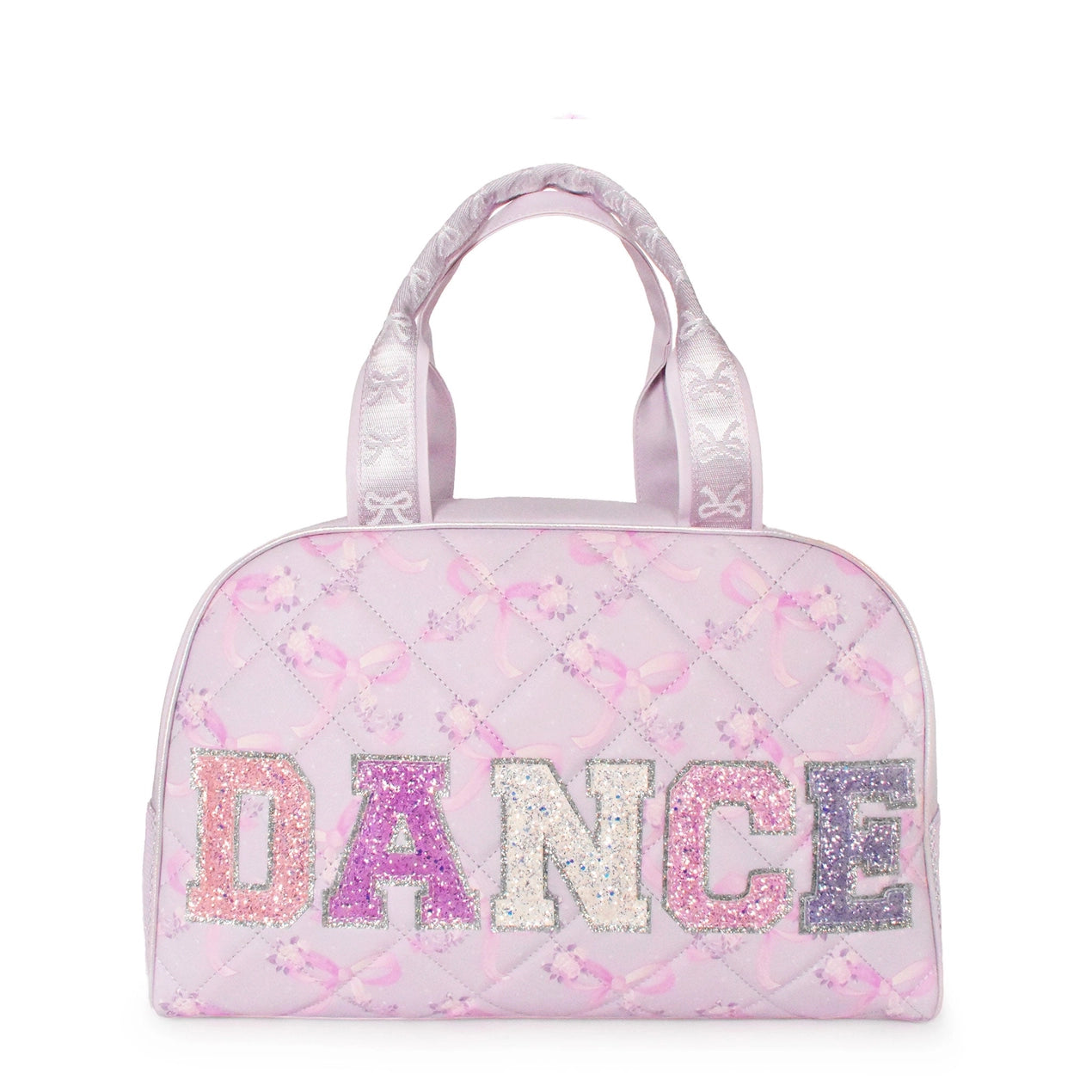 Multi-Color Dance Patch Quilted Floral Bow Print Medium Duffle Bag