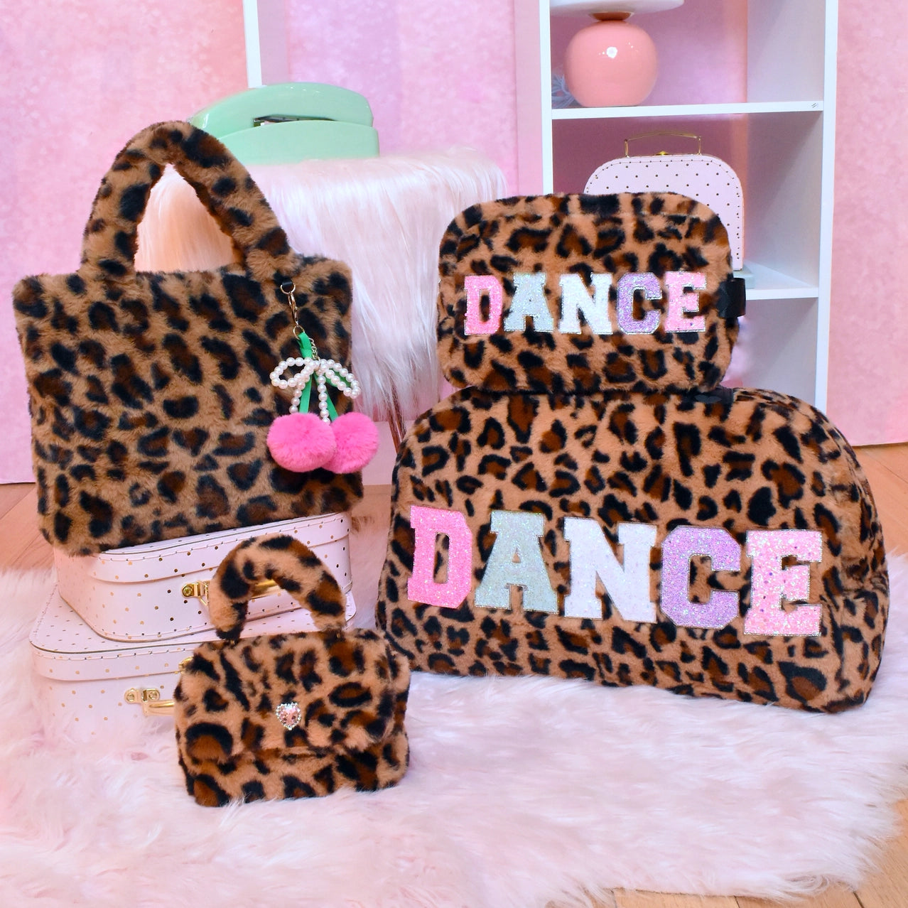 Dance Leopard Plush Medium Duffle Bag