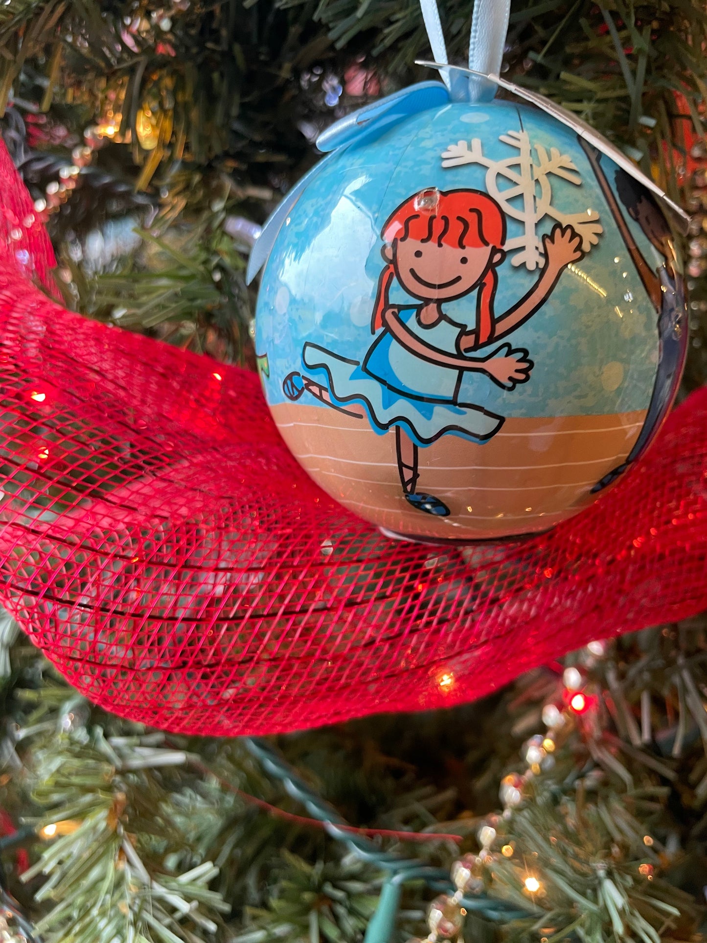 Little Dancers' in the Snow Light Up Glass Ball Ornament