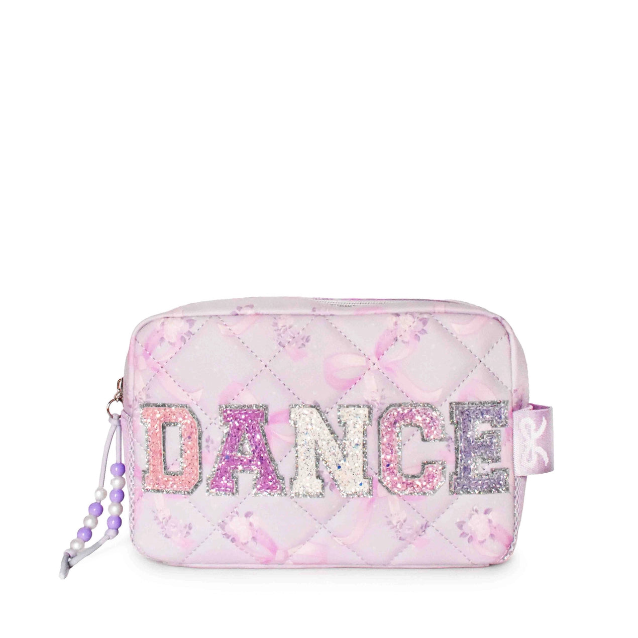 Lilac Dance Quilted Floral Bow Printed Cosmetic Pouch