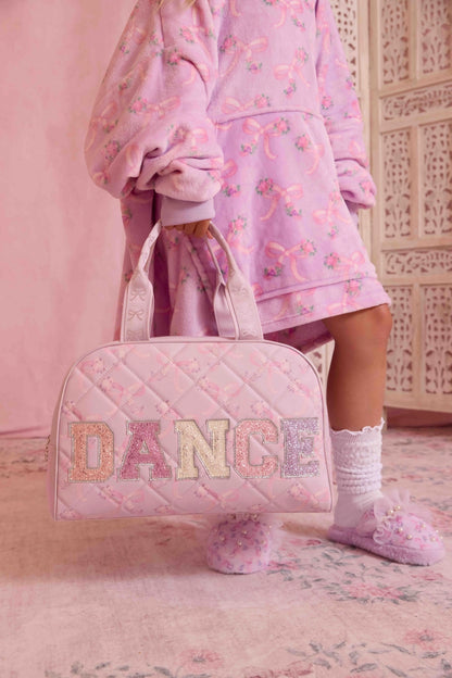 Multi-Color Dance Patch Quilted Floral Bow Print Medium Duffle Bag