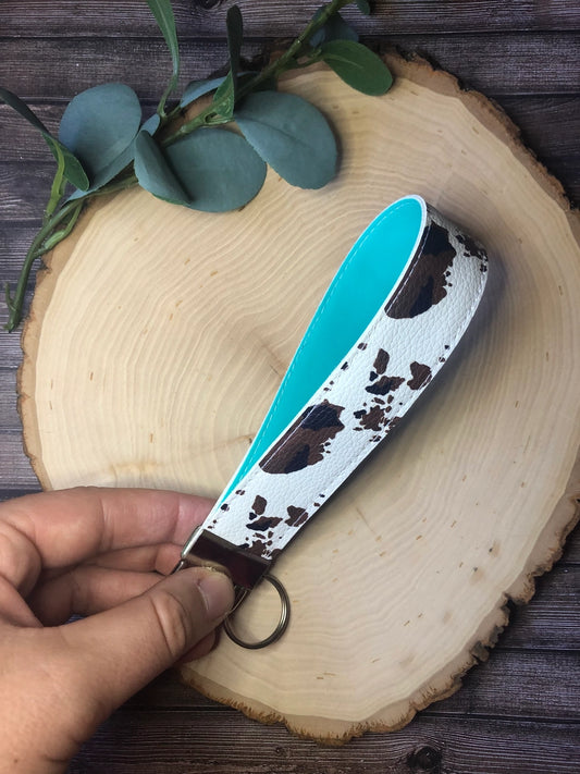 Brown Cow Print Keychain Wristlet