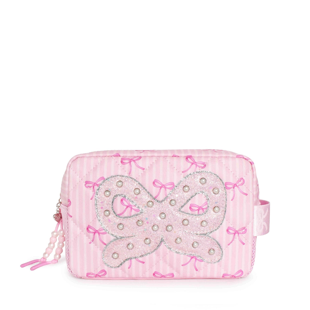 Quilted Striped Bow Print Pouch