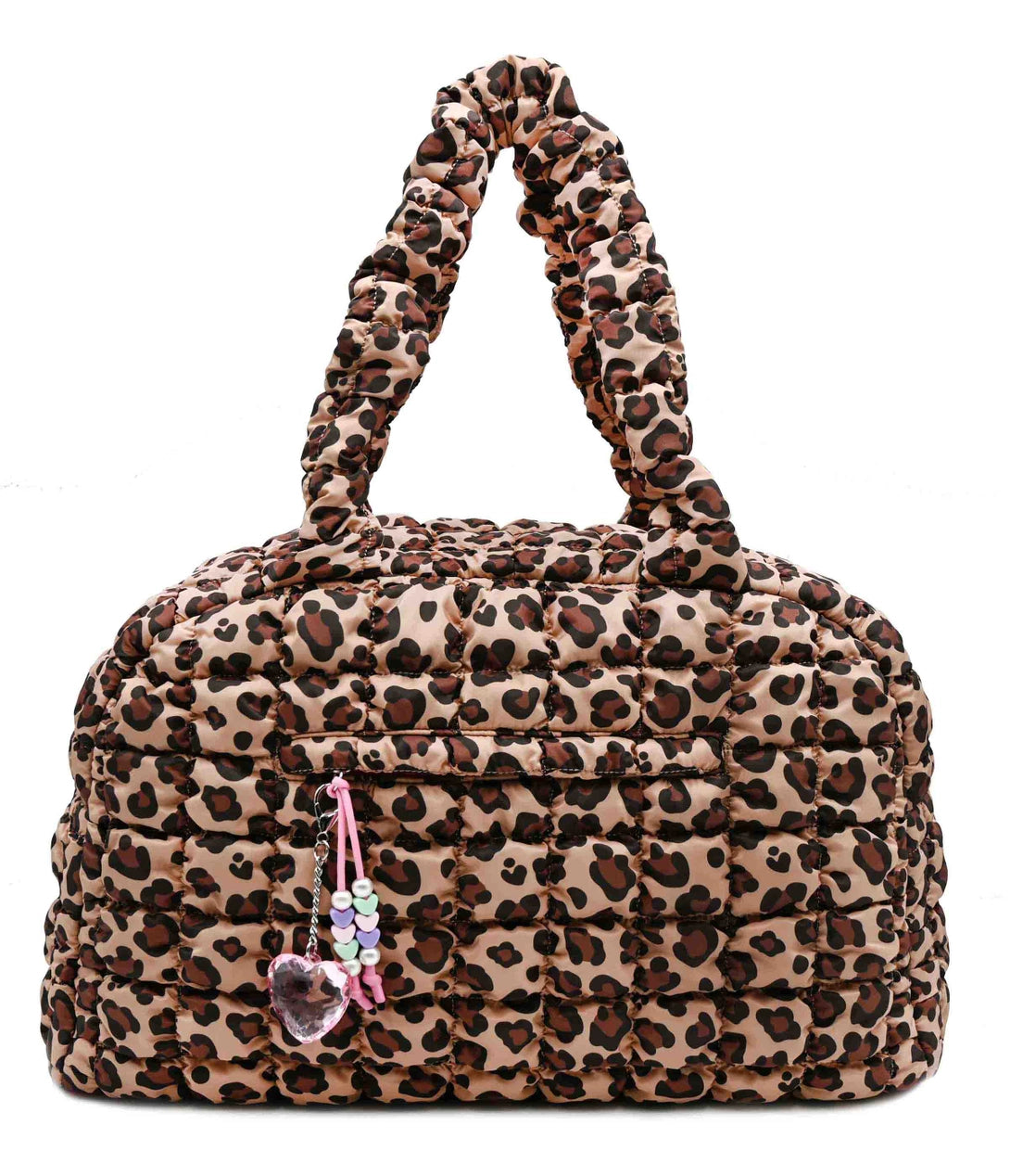 Quilted Scrunchies Leopard Printed Medium Duffle Bag
