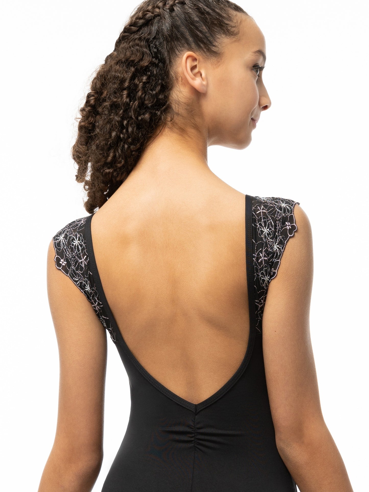Danznmotion 2403A - Darby Black Infinity Lace Back Bodysuit - Adult Sizes -  Edee's Place