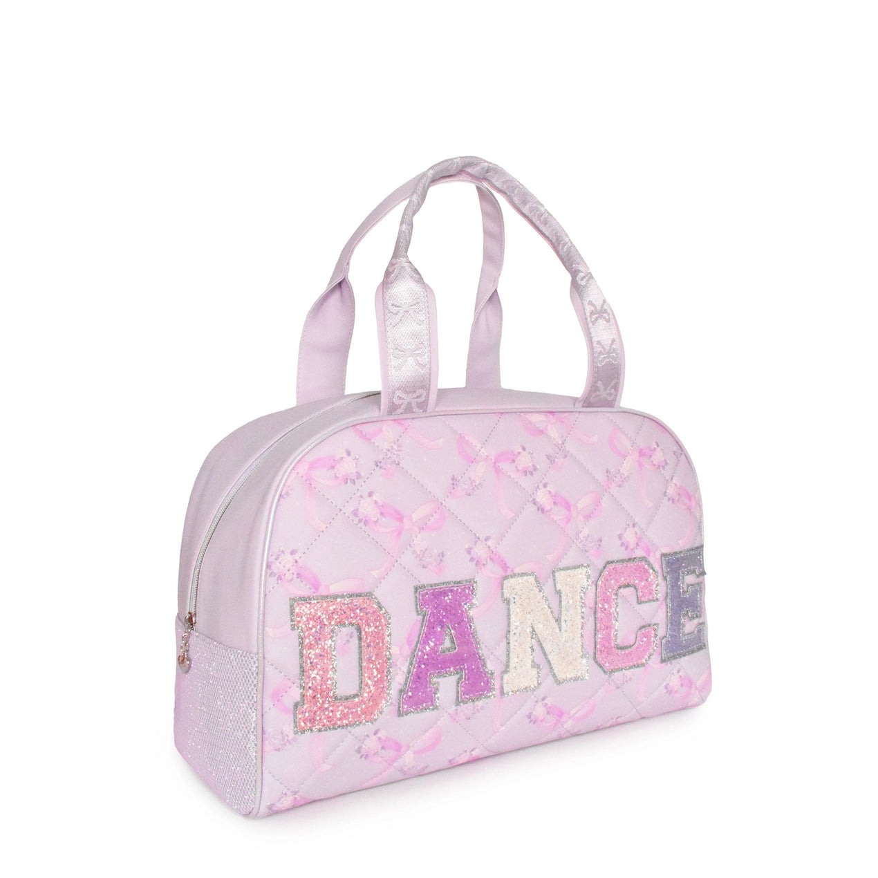 Multi-Color Dance Patch Quilted Floral Bow Print Medium Duffle Bag