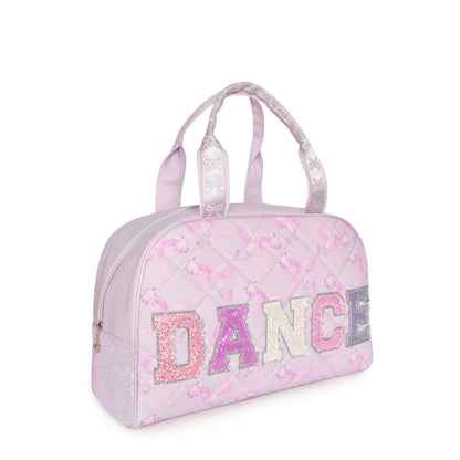 Multi-Color Dance Patch Quilted Floral Bow Print Medium Duffle Bag