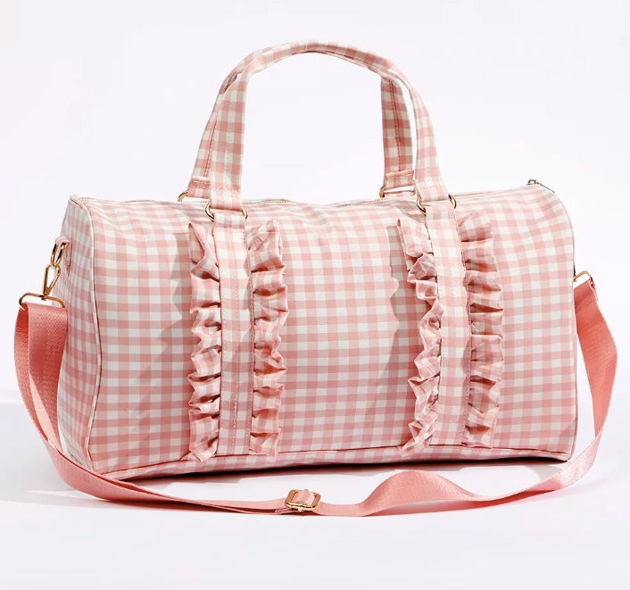 Gingham Ruffle Duffle Bag Weekender Bag