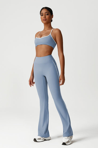 Seamless High Waisted Flared Yoga Set (Top+Bottom)
