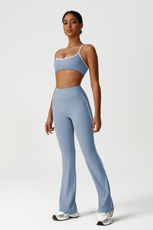 Seamless High Waisted Flared Yoga Set (Top+Bottom)