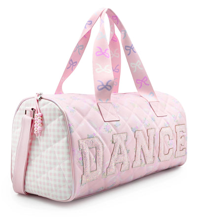 Floral Bow Printed Quilted Large Duffle Bag
