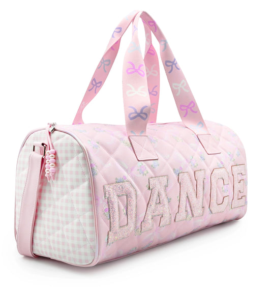Floral Bow Printed Quilted Large Duffle Bag