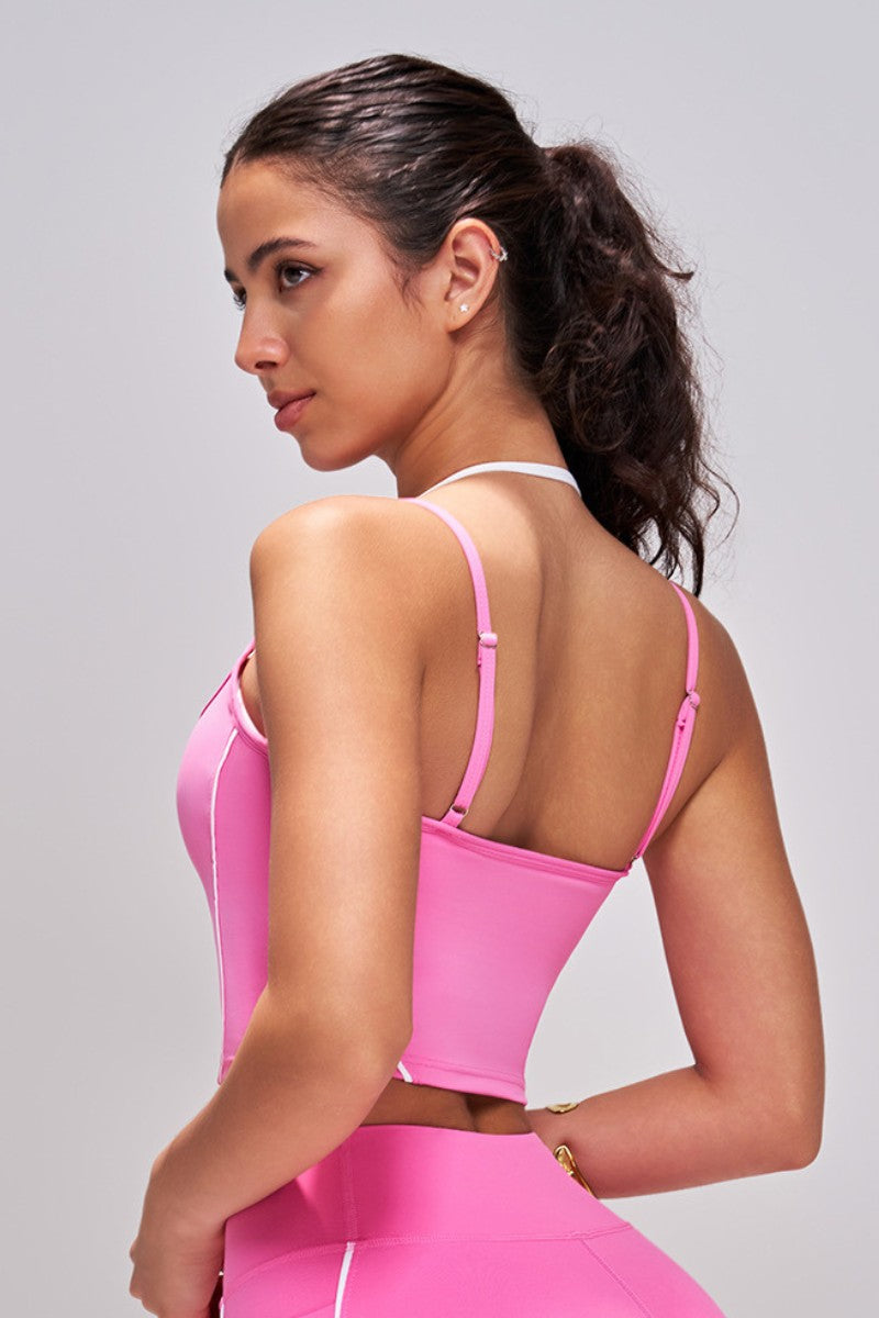 Color-Block Faux Two Piece Tank Top