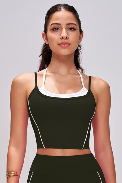 Color-Block Faux Two Piece Tank Top
