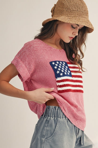 American Flag Knit Top