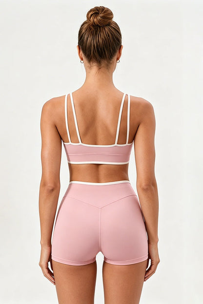 Colorblock Shorts and Bra Top Set