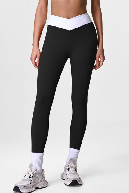 Women’s Cross V-Waist Color-Block Sculpting Leggings
