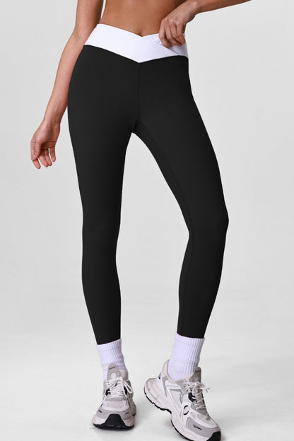 Women’s Cross V-Waist Color-Block Sculpting Leggings