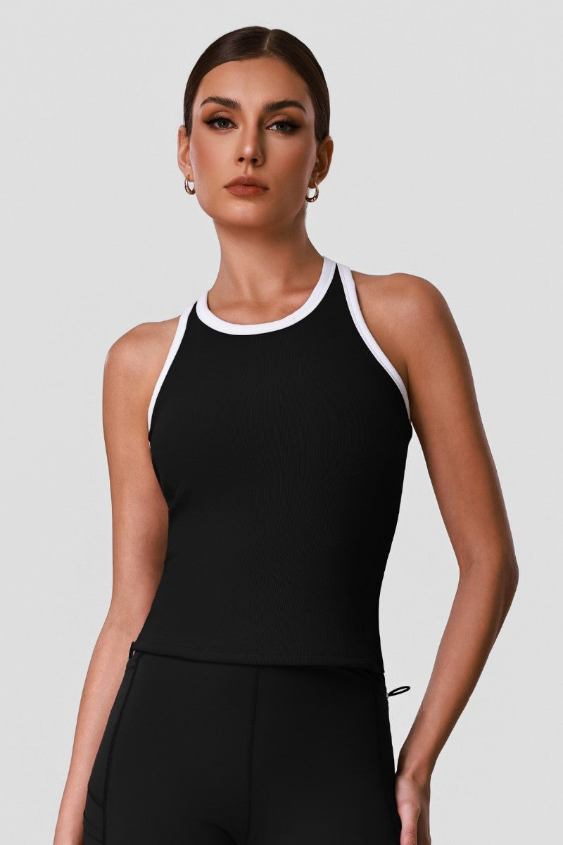 Color-Block Racerback Ribbed Sports Tank Top