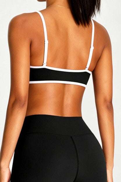 Color-Block Adjustable Straps Bra Top