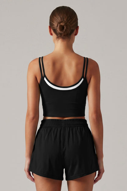 Double-Strap Faux Two-Piece Sports Tank Top