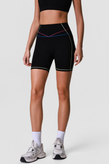 Colorful Seamed Side Pocket High-Waist Short