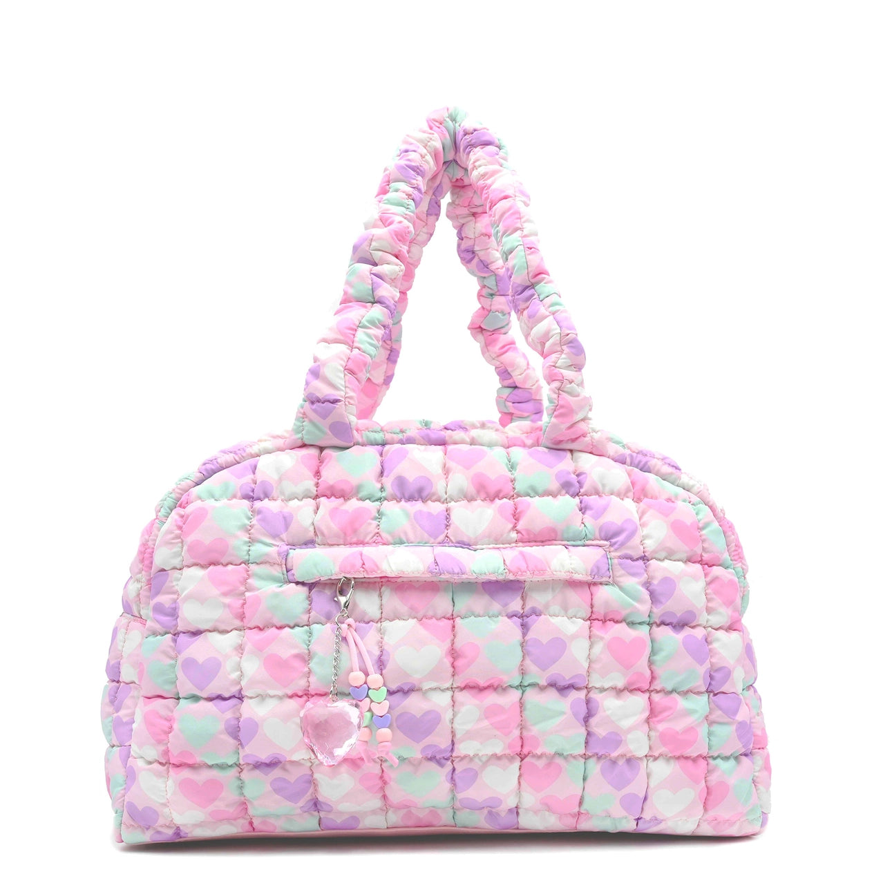 Quilted Scrunchies Heart Printed Medium Duffle Bag