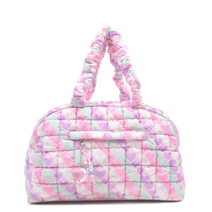 Quilted Scrunchies Heart Printed Medium Duffle Bag