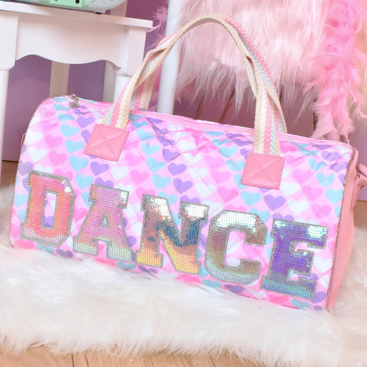 Dance Heart Printed Large Barrel Duffle Bag