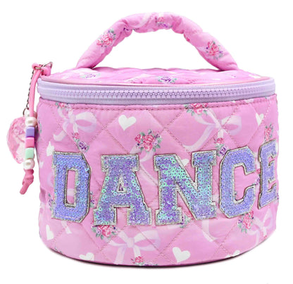 Dance Floral Bow Quilted Scrunchies Round Glam Bag