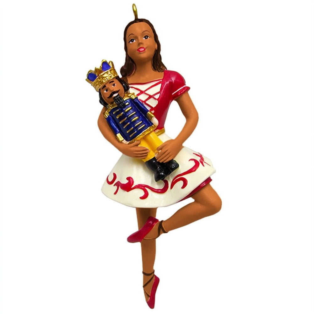 This image features a 4-inch resin ornament of Clara on Pointe, designed by a brand specializing in holiday decorations.