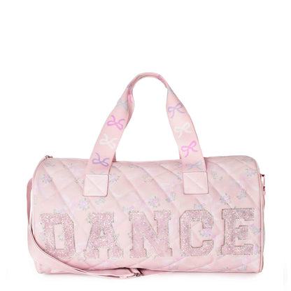 Floral Bow Printed Quilted Large Duffle Bag