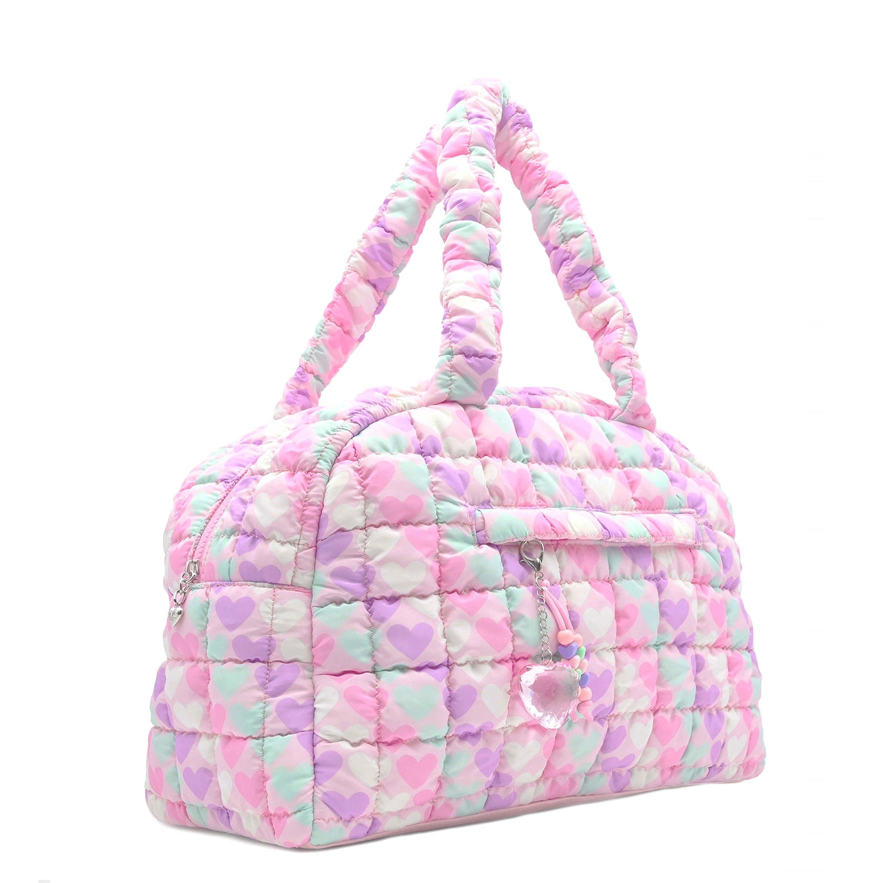Quilted Scrunchies Heart Printed Medium Duffle Bag