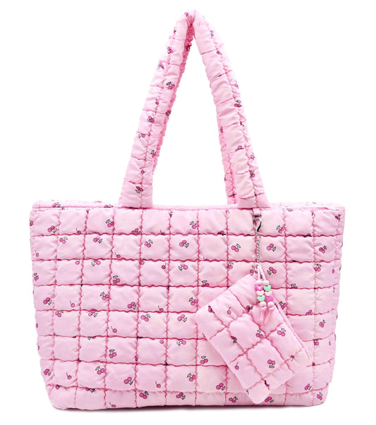 Quilted Scrunchies Large Tote Bag with Coin Purse