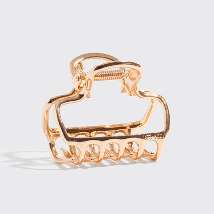 Metal Medium Open Shape Puffy Claw Clip - Gold