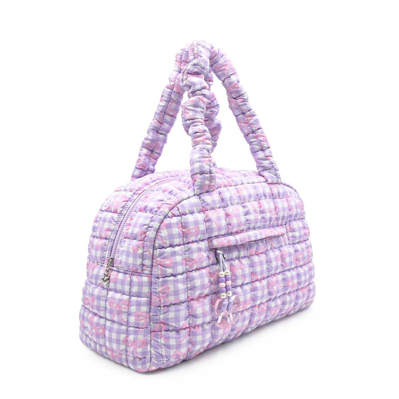 Quilted Scrunchies Gingham Bow Printed Medium Duffle Bag
