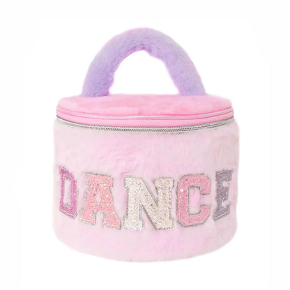 Color Block Plush Dance Round Glam Bag