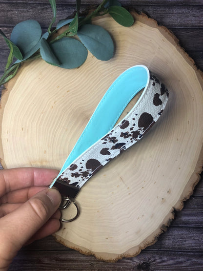 Brown Cow Print Keychain Wristlet