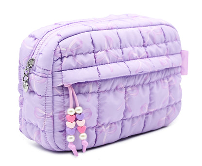 Quilted Scrunchies Bow Printed Pouch