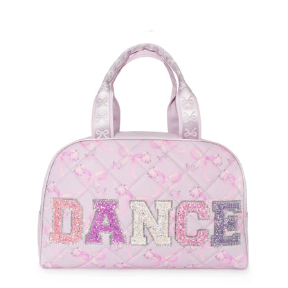 Multi-Color Dance Patch Quilted Floral Bow Print Medium Duffle Bag