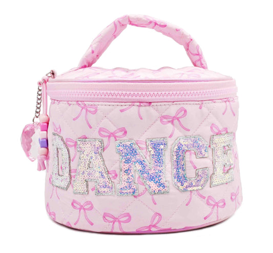 Dance Bow Quilted Round Glam Bag