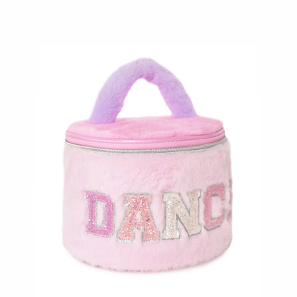 Color Block Plush Dance Round Glam Bag