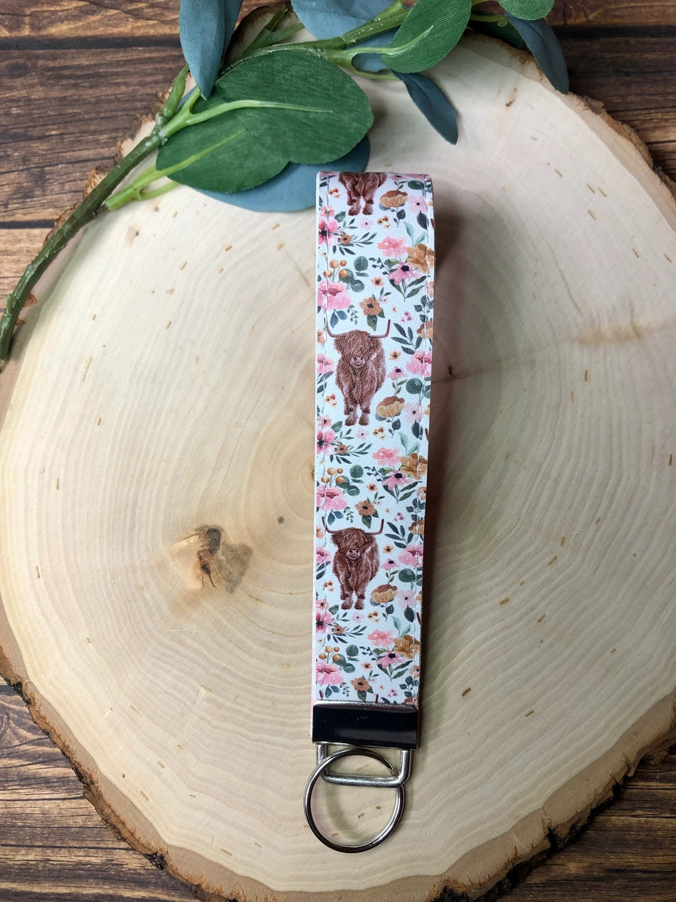 Highland Cow Keychain Wristlet