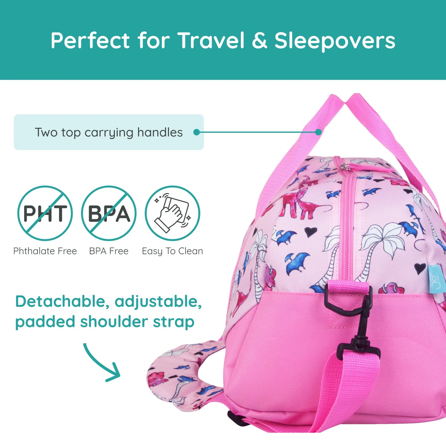 Pink Dino Overnighter Duffel Bag (JOJ-25944)